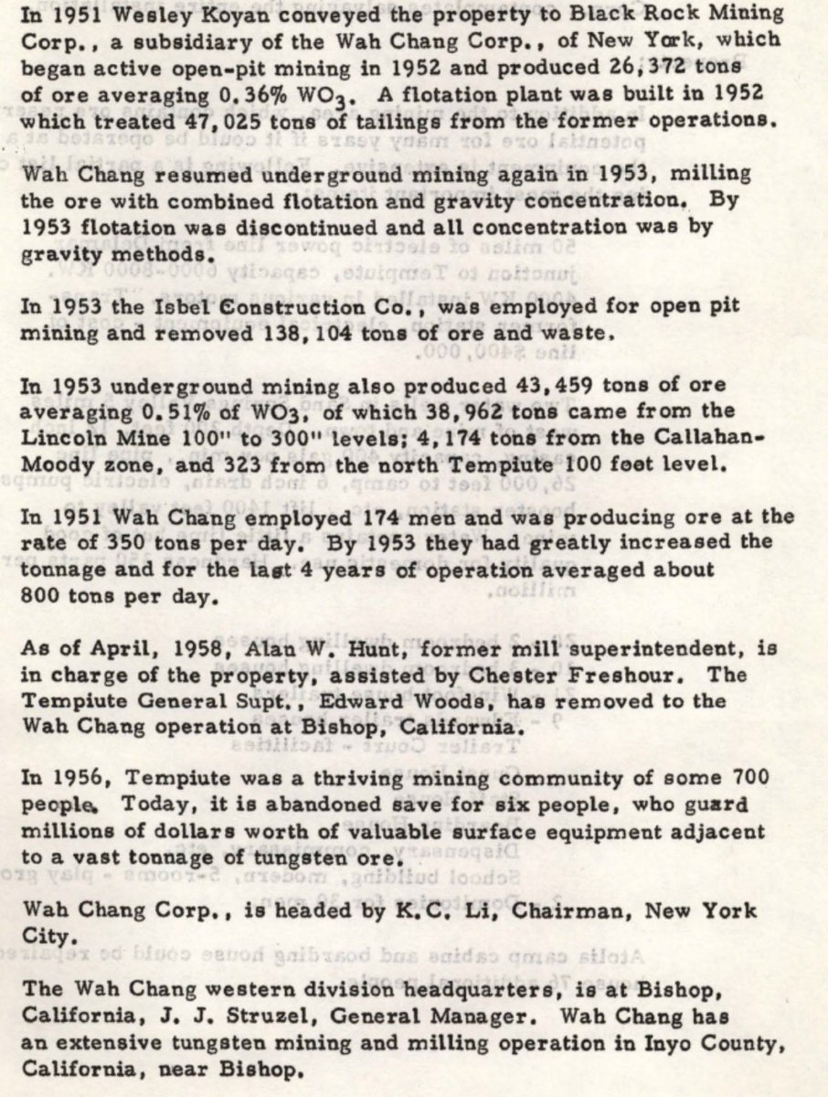 I love when people are doing their own diligence on Tempiute and start combing through many of the historical (publicly available records).

Reading things like this really gives support to how important Tempiute/Emerson is within the 🇺🇸 tungsten mining history books.

#gmet