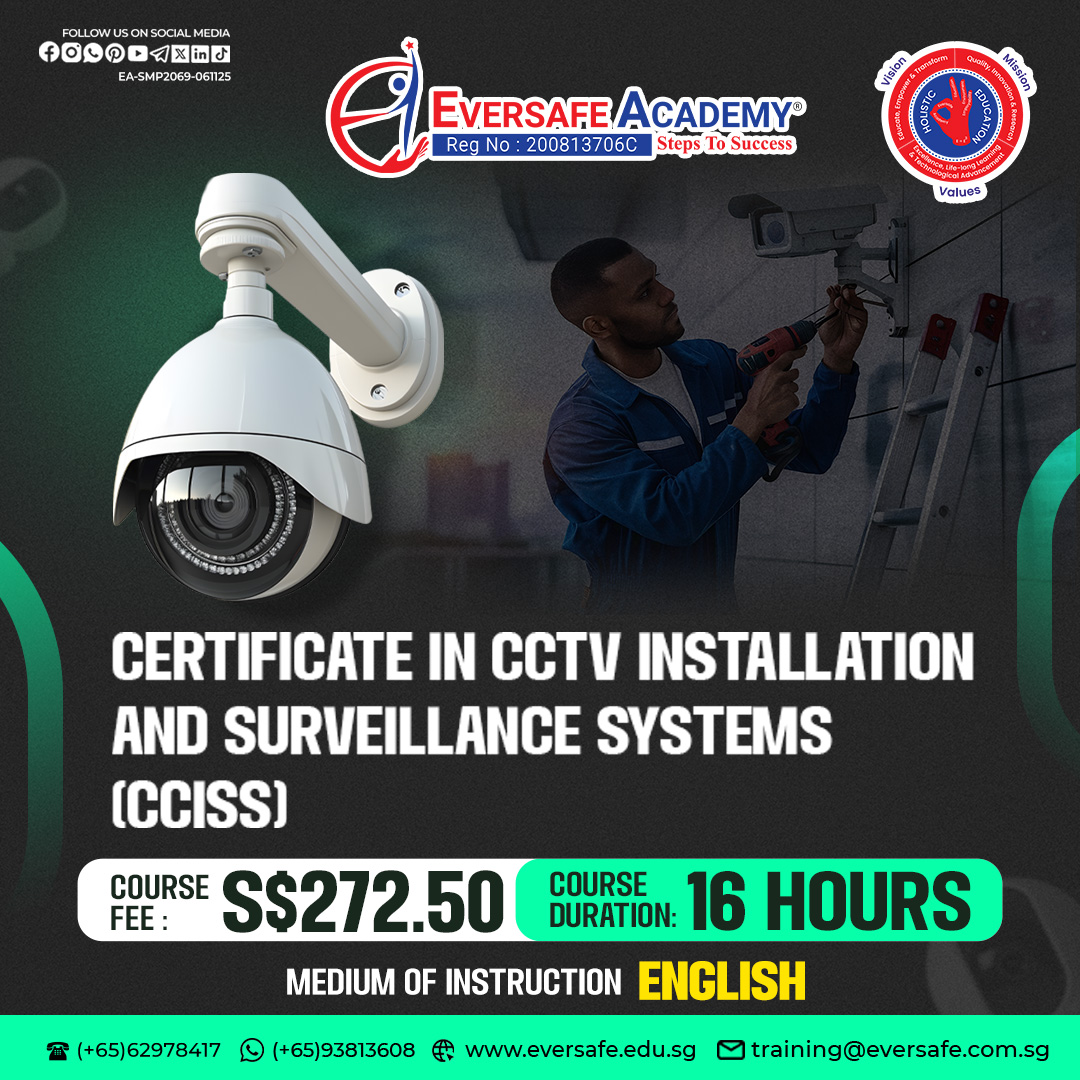 EversafeAcademy's tweet image. Become a Certified CCTV Technician in just 16 Hours! 🛡️ |  EVERSAFE Academy® Singapore !
📲 WhatsApp: 📱 bit.ly/3JKmp0J
#CCISS #CCTVInstallation #SurveillanceSystems #SecurityTech #ITSkills #CCTVTechnician #CareerSwitch #16HourCourse #FastTrack #UpskillSG