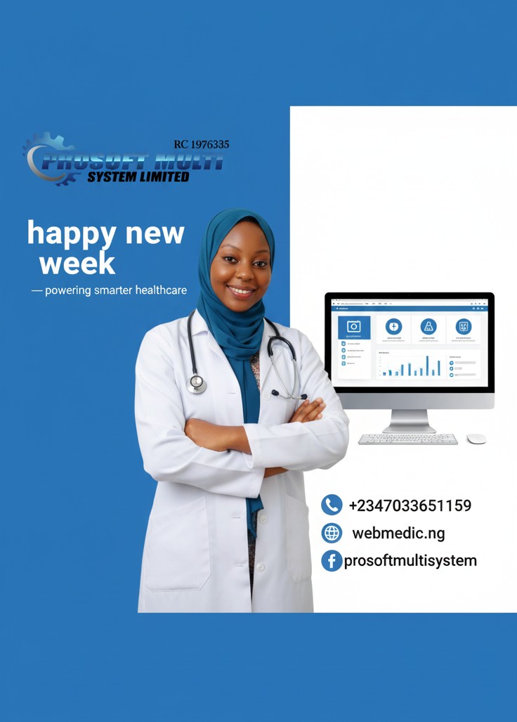 ProsoftSystem's tweet image. Happy New Week from WebMedic!
Efficiency saves lives. This week, choose smarter healthcare delivery through technology.
#prosoft 
#prosoftmultisystem 
#WebMedic #QuickApple