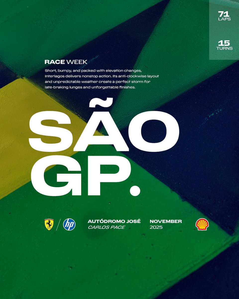 Welcome to a new week, Brazilian GP race week! 🇧🇷
