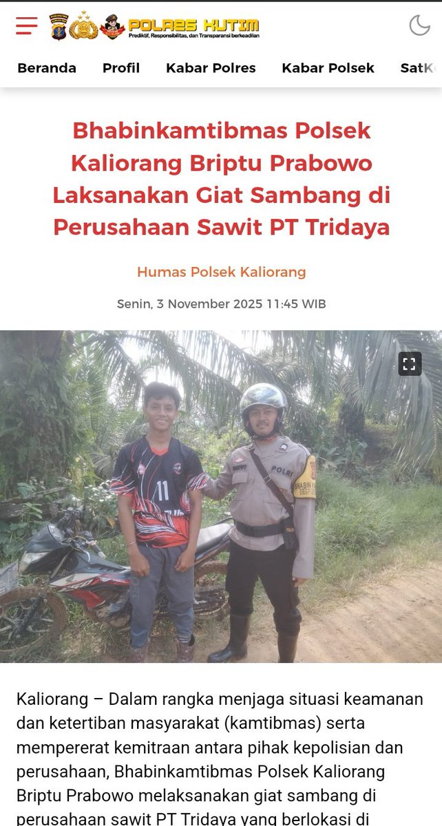 junggleBi's tweet image. Melalui kegiatan ini, diharapkan hubungan antara Polsek Kaliorang dan pihak perusahaan sawit PT Tridaya semakin harmonis dan saling mendukung dalam menjaga stabilitas wilayah.