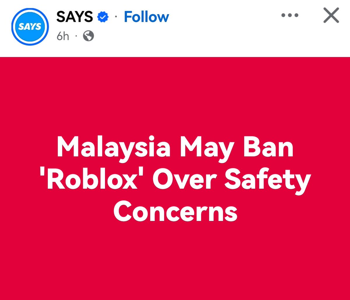 If malaysia ban roblox, well cya guys 😔😢