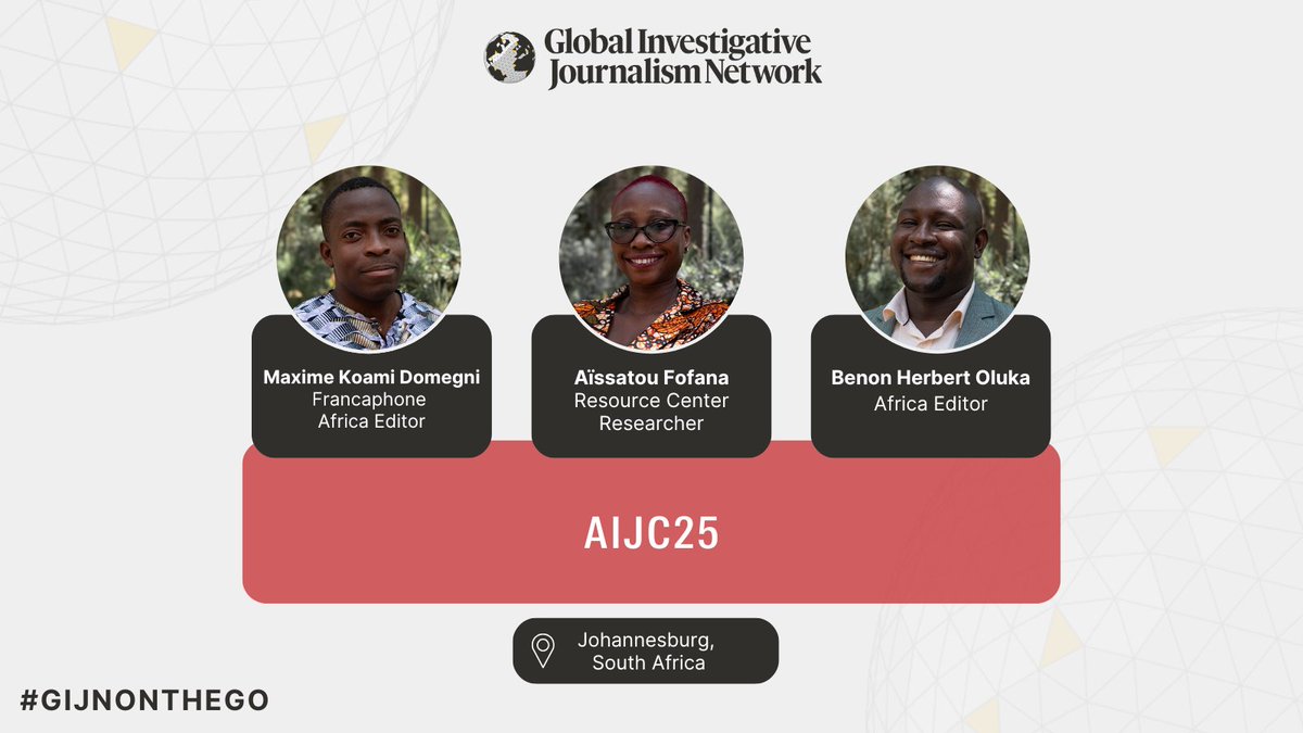📅 Attending #AIJC2025? 

Don’t miss the Francophone Africa Networking Event led by <a href="/gijnAfrique/">gijnAfrique</a>'s <a href="/MaxGni/">Maxime Koami DOMEGNI</a> on Nov 5 at 3:20pm.

Also, say hi to GIJN’s <a href="/missfof225/">Aïssatou Fofana</a> &amp; <a href="/gijnAfrica/">GIJN Africa</a>'s <a href="/benon_oluka/">Benon Herbert Oluka</a> too — they’ll be there to connect with participants.

Program: twp.ai/4irbfs