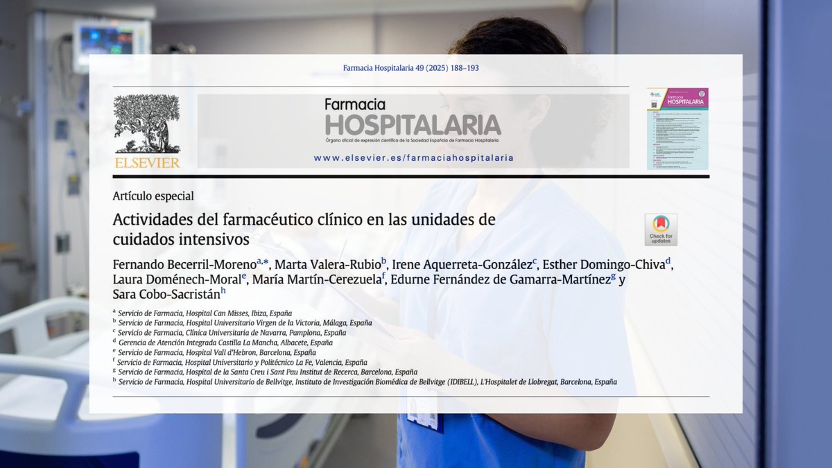 🩺💊 Nuevo artículo define qué hace un farmacéutico clínico en la UCI y cómo impacta en seguridad y resultados.

🔗 revistafarmaciahospitalaria.es/es-actividades…

#RevistaFarmaciaHospitalaria #UCI <a href="/FarMIC_SEFH/">FarMIC</a>