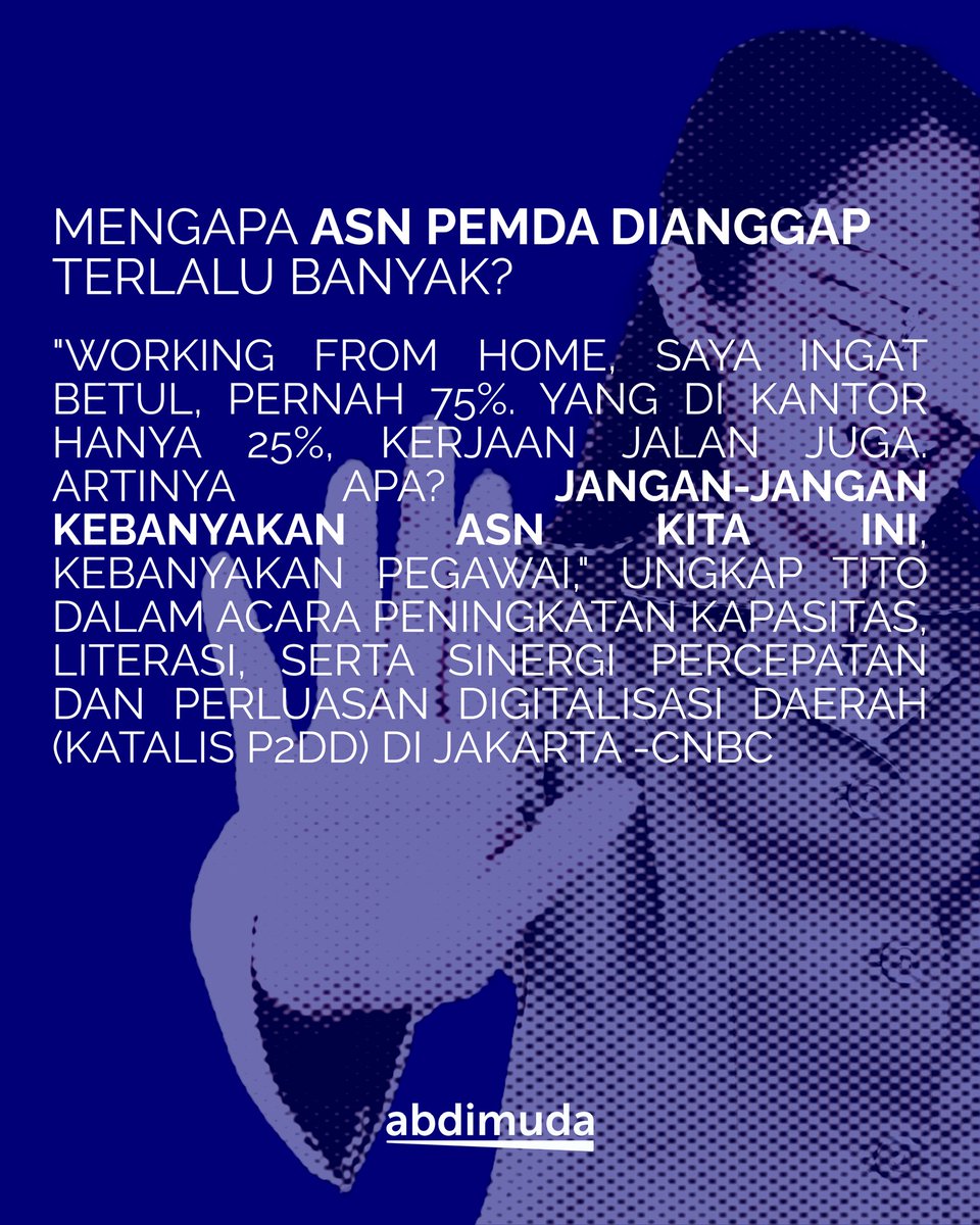 abdimuda_id's tweet photo. Mendagri mendesak Pemda efisien belanja pegawai, menyusul penurunan Transfer Ke Daerah (TKD). Belanja yang disorot: rapat, perjalanan dinas, dan maintenance yang berlebihan.
βGimana cara Pemda bikin kinerja tetap maksimal?
β#Mendagri #ASN #Efisiensi #Pemda #Abdimuda https://t.co/mIDB8pmf5T