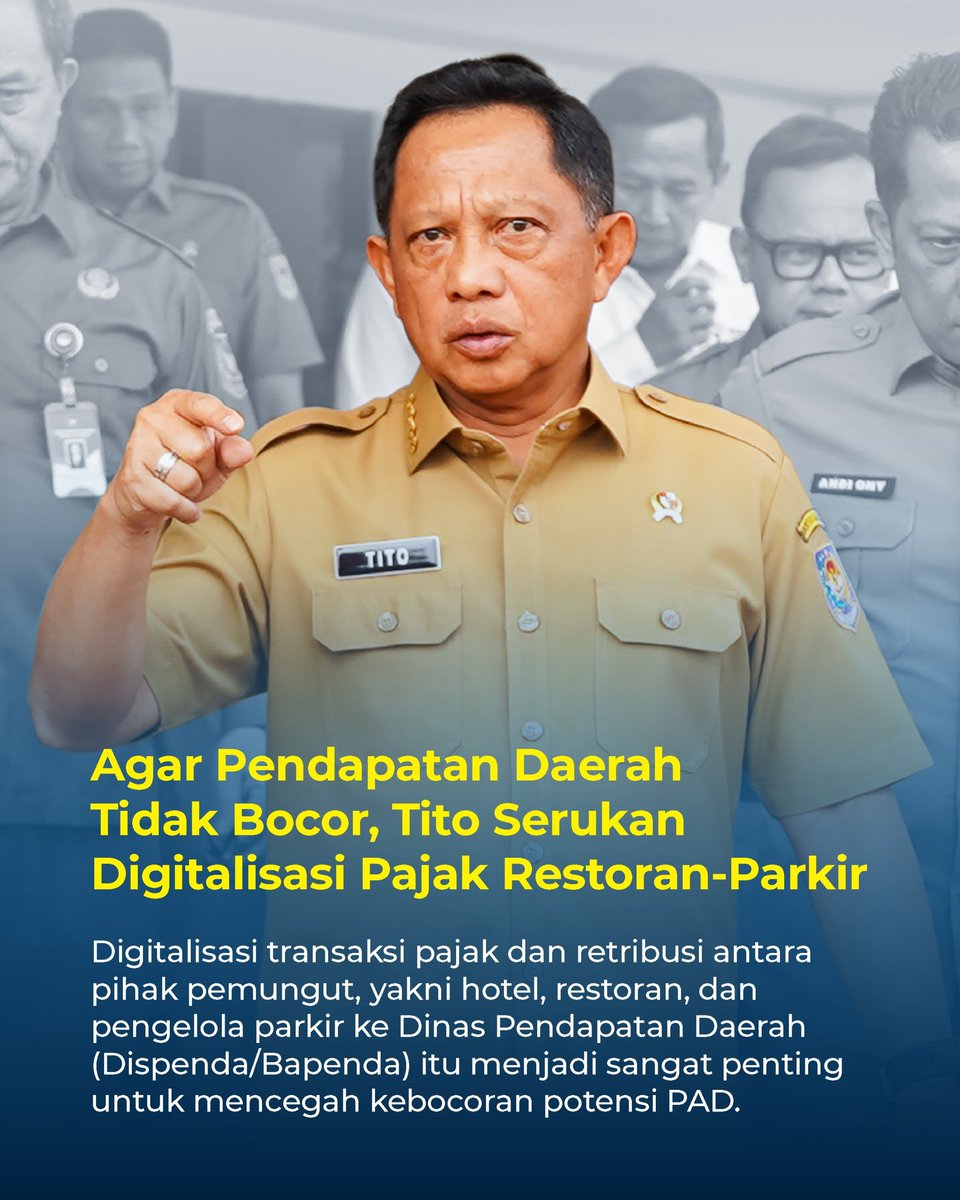 alineadotid's tweet image. Menteri Dalam Negeri Tito Karnavian menegaskan pentingnya digitalisasi pajak daerah, khususnya dari sektor hotel, restoran, dan parkir, agar Pendapatan Asli Daerah (PAD) tidak bocor.
#kemendagri #yukgass #PAD