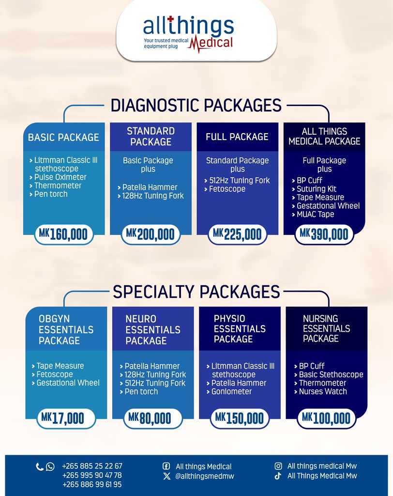 allthingsmedmw's tweet photo. Updated prices, same trusted service!
Check out our revised price list - quality medical equipment at your fingertips. 🩺 #AllThingsMedical https://t.co/p3RZZmggMA