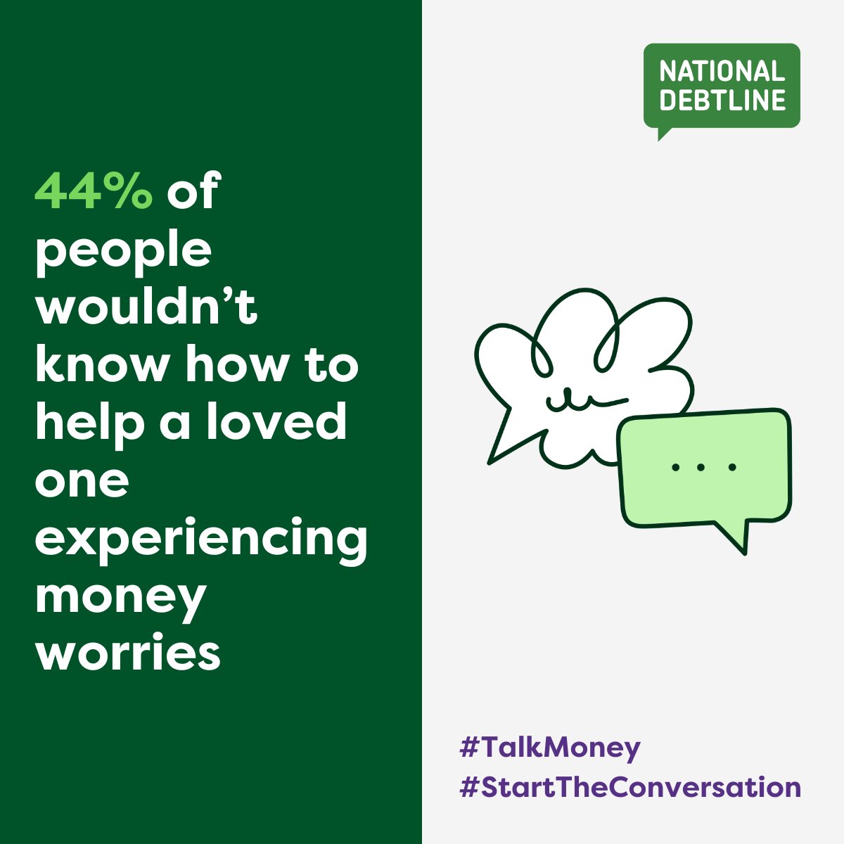 #TalkMoneyWeek starts today and we're focusing on how you can help someone who may be experiencing money worries.

We conducted a survey last month which found 44% of people wouldn't know how to help a loved one experiencing money worries.

Find more information of how we can