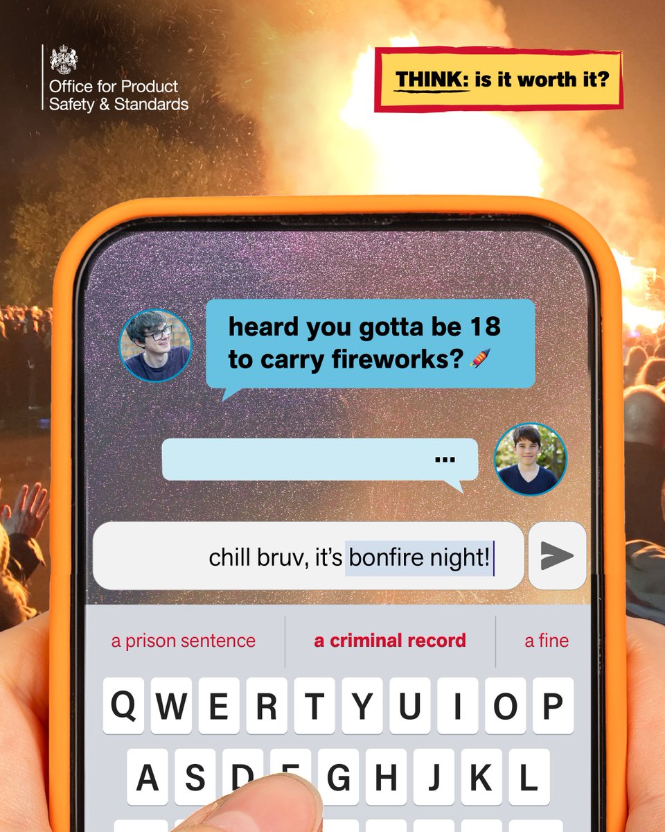 Don’t let tonight ruin your future.
Messing with fireworks can lead to massive fines, up to 6 months in prison, and a criminal record that could seriously affect your future – from uni applications to job prospects. 

Keep yourself and your mates out of trouble. 

Remember, it’s