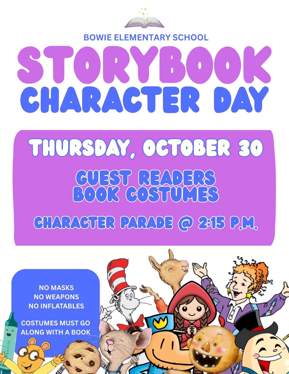 We had such a great time last week at Bowie Elementary’s Storybook Character Day! 📚✨

This one was extra special — we visited last year for a weather talk, and so many of the kids remembered us! 🌦️ Nearly every classroom had weather questions. Love their curiosity! 💙

#Read
