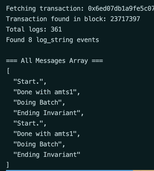 apoorveth's tweet image. The Balancer attacker has added onchain console logs btw
