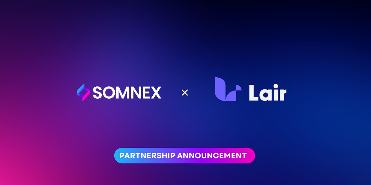 We’re excited to team up with <a href="/LairFinance/">Lair Finance</a> to bring (Re)staking and deeper liquidity to the <a href="/Somnia_Network/">Somnia</a> ecosystem.

$stSOMI now available to swap and LP (v3) on Somnex, paired with $SOMI.

Powering up DeFi together, stay tuned for what’s next!