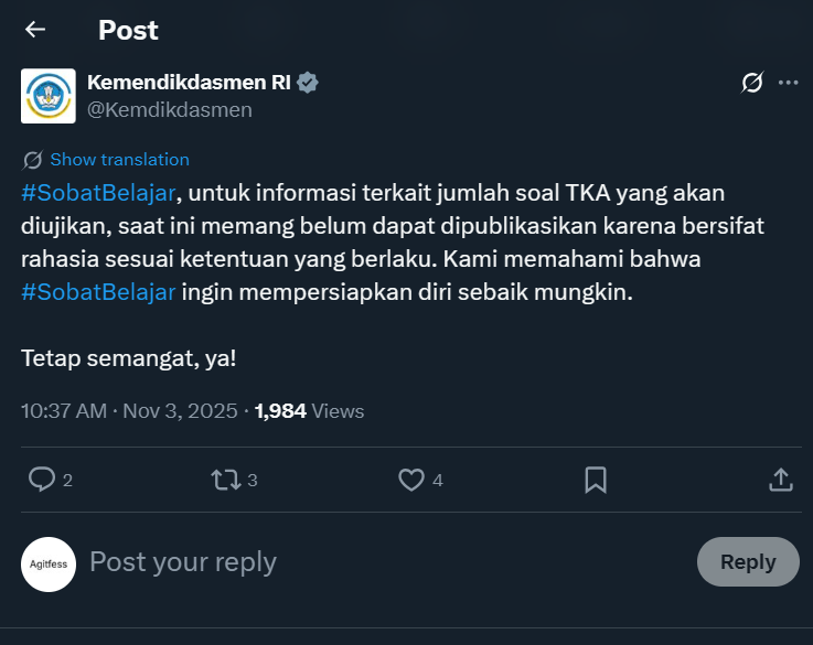 agitfess's tweet photo. Gelombang 1 sesi 1 jadi korban!

Jumlah soal dirahasiakan, tapi soal malah bocor dan banyak yg bisa buka HP/AI buat nanya. https://t.co/2226HRvY70