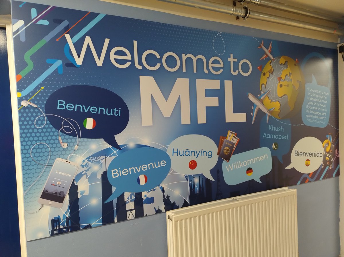 A huge thank you to <a href="/Design4Ed/">design for education</a> for our incredible MFL wall art which was installed over October half term. 

It makes such a huge difference to the school environment, we're so pleased with the result.