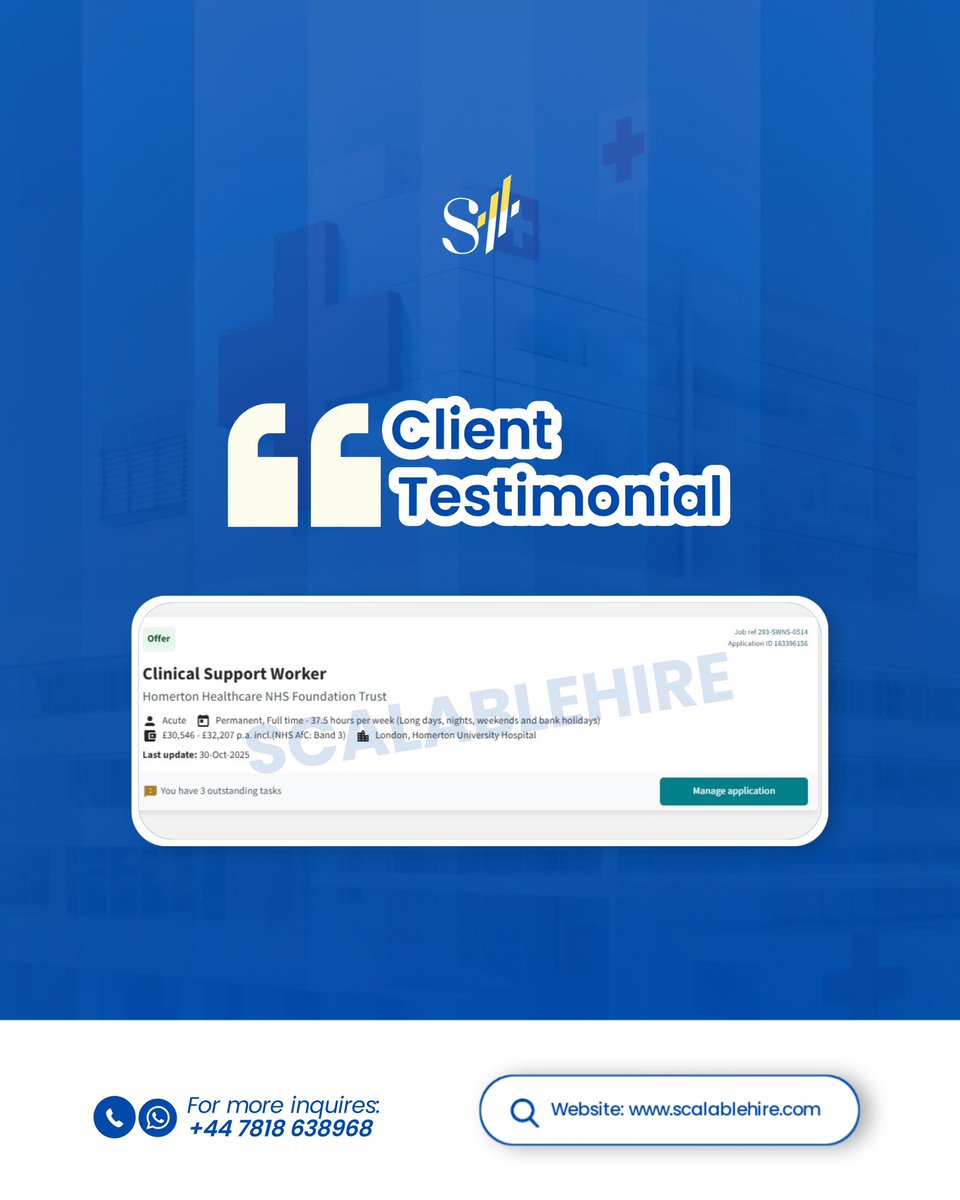 Scalablehire's tweet image. Back-to-back UK job offers secured.
When your CV is positioned correctly and your applications are strategic, the results will show.

If you’re serious about getting a UK role with sponsorship, comment “READY” and I’ll send you the process we use.
Let’s get you your offer