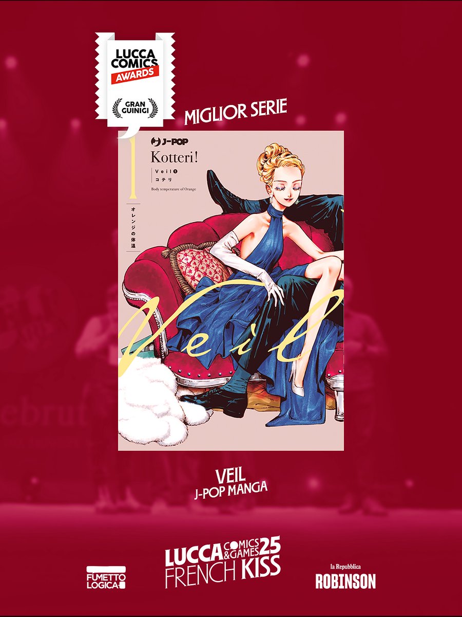 ✨速報
『Veil』（コテリ<a href="/_K0TTERl_/">ｺ🍊🍋</a>）が、
イタリアの「ルッカ・コミックス＆ゲームズ 2025」にて
 グラン・グイニージ〈最優秀コミックシリーズ賞〉 を受賞！
とても権威ある賞です。
instagram.com/p/DQghQ0RjYSg/…

🇮🇹 Grazie, Lucca Comics &amp; Games!
#Veil #コテリ #LuccaComics #GranGuinigi #JPOP