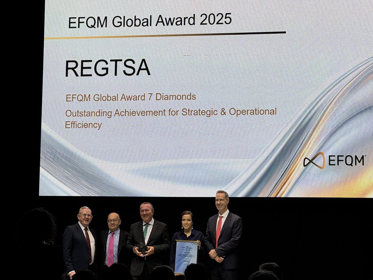 ¡Nos enorgullece ver cómo nuestros alumnos siguen cumpliendo hitos profesionales! Enhorabuena Vega Cortés, cuya unidad REGTSA acaba de ser premiada con el Global Award 7 Diamonds and outstanding achievement for strategic &amp; operational efficiency de la Fundación EFQM. 👏