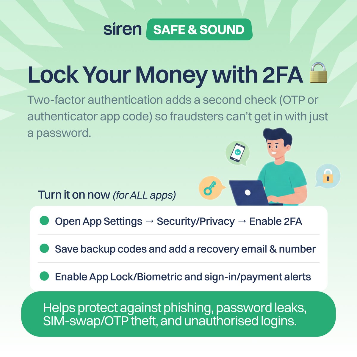 Have you turned on two-step verification on your social apps yet?

Check how much of your personal data is exposed: joinsiren.com

#SirenScamAlerts #CyberSafety #FraudAwareness #ScamSafeIndia