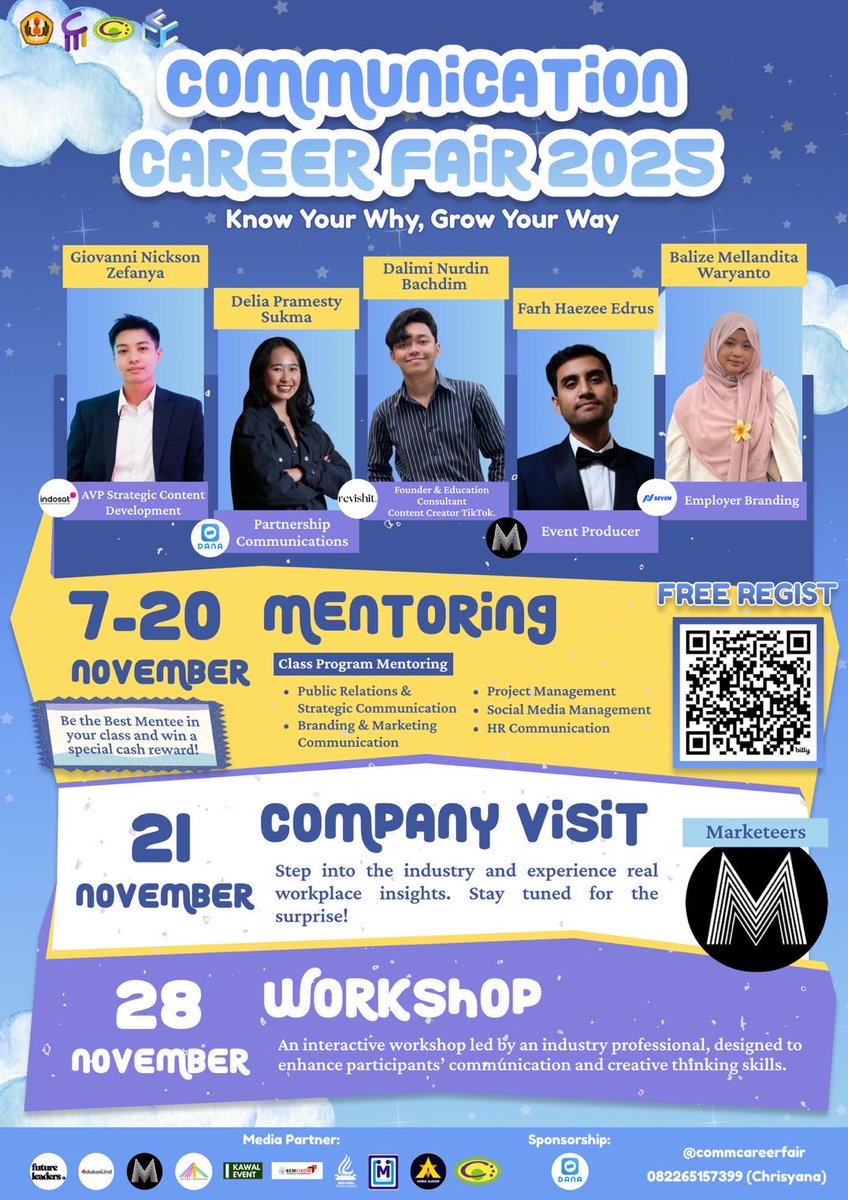 Communication Career Fair✨
Your next career destination is here. Seats are limited, so don’t miss your stop! 🚦

🎯 Registration: 28 Oct – 3 Nov
💸 Free of charge
👉 bit.ly/MENTORINGCLASS…

Find out more @commcareerfair

#CCF2025 #MentoringJourney #CommunicationCareerFair