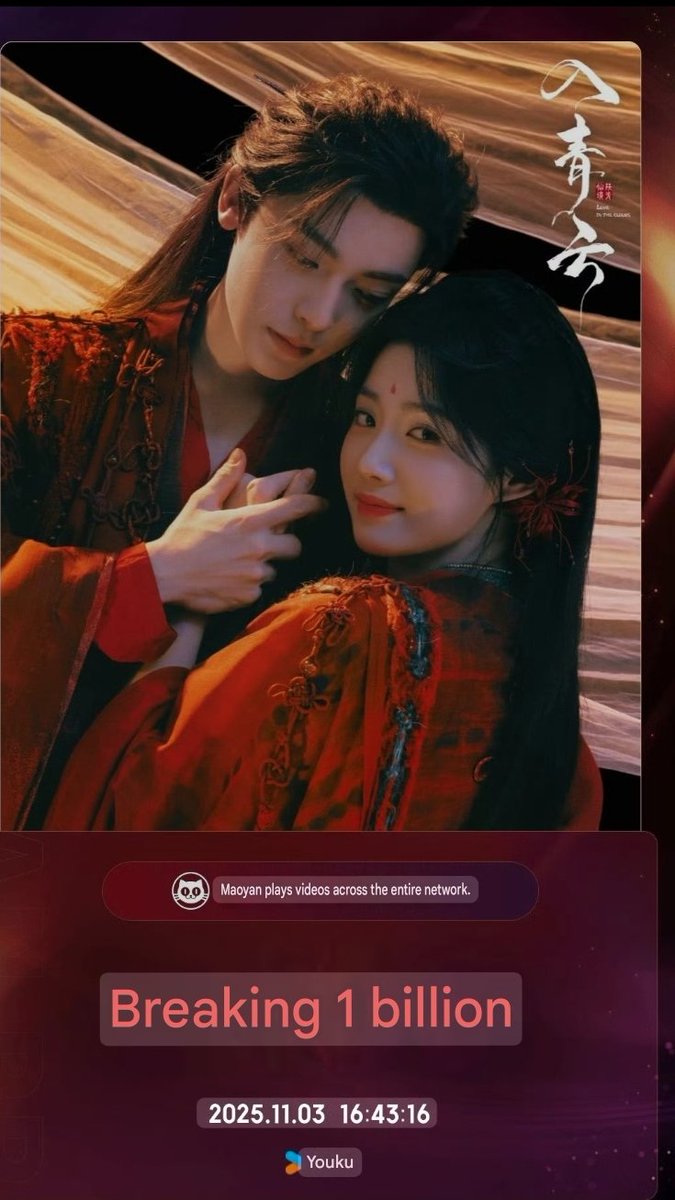 4ffore's tweet photo. #LoveInTheClouds breaking 1 billion views across all networks in less than 30days, congratulaltions to the entire crew especially #HouMinghao and #LuYuxiao, your hardworks didn't go in vain❣️ https://t.co/OlRNmQ8PG4