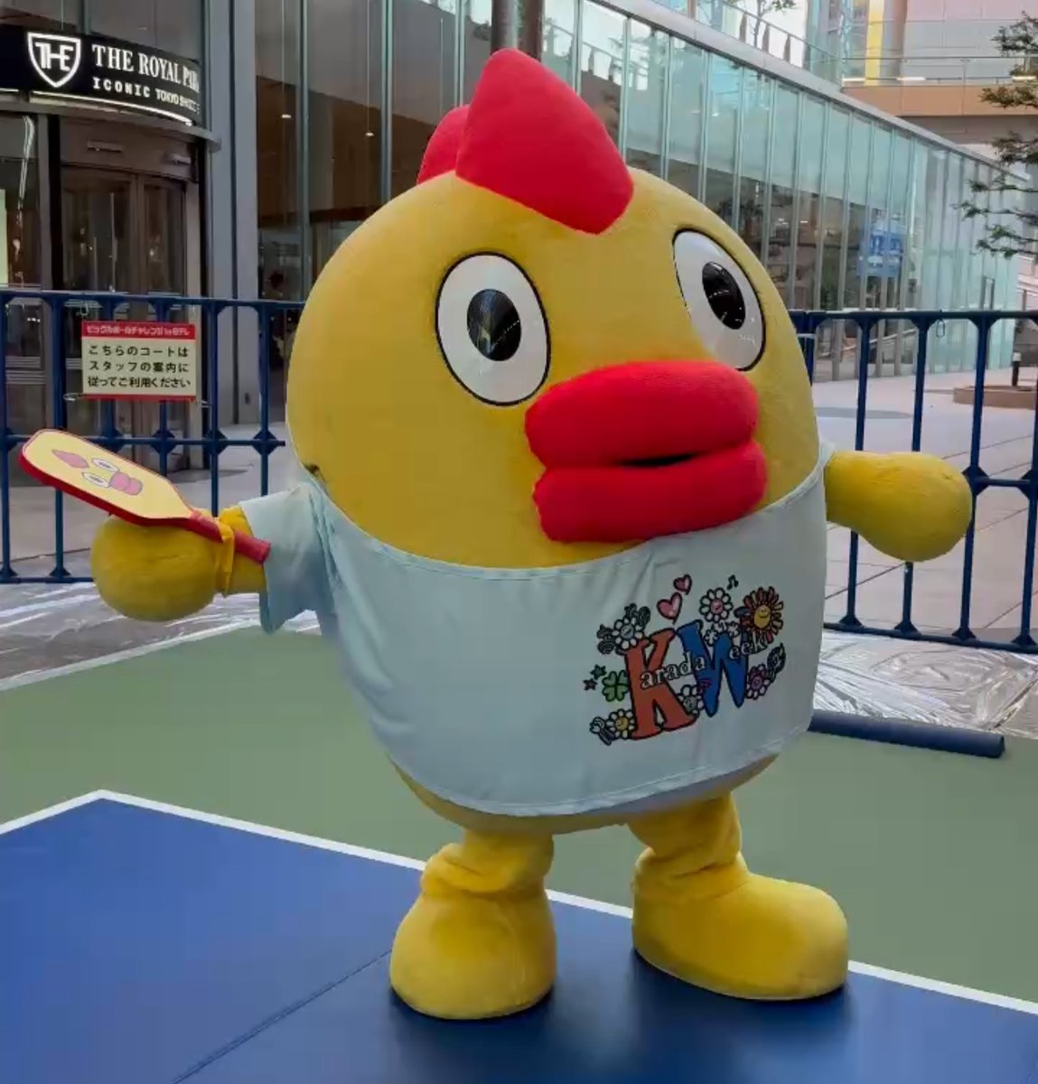 ntvsorajiro's tweet image. 【☀カラダWEEK開催中☀】
11月9日(日)まで日テレ大屋根広場に
ピックルボールコートが出現！

「ピックルボール」は
テニス🎾バドミントン🏸卓球🏓を組み合わせた
近年日本でも広まってきているスポーツなんだ☀

ボクの顔が入った特別のラケットも
貸して貰えるんだよ〜✨

無料の事前予約制だから…