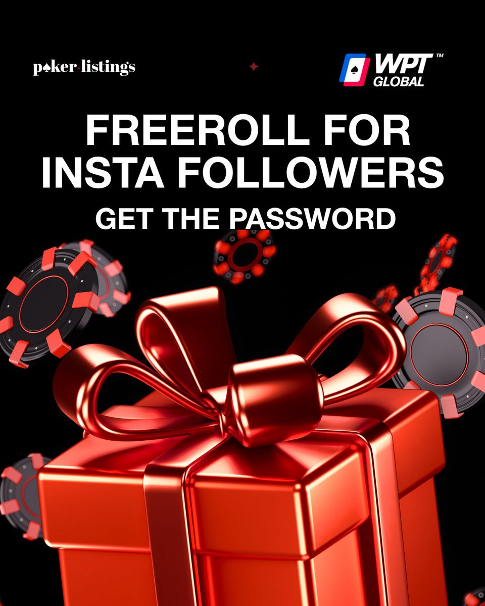 🔥 Exclusive WPT Freeroll!
Only for our Instagram followers 🎯
1️⃣ Follow <a href="/PokerListings/">PokerListings</a> in Instagram bit.ly/439hqRc
2️⃣ DM us “password”
3️⃣ Get your freeroll access code 💪

🗓️ Nov 4 | 🕕 18:00 (UK) | 💰 $100 GTD | 🎰 WPT Lobby

Join the action — free to play, real