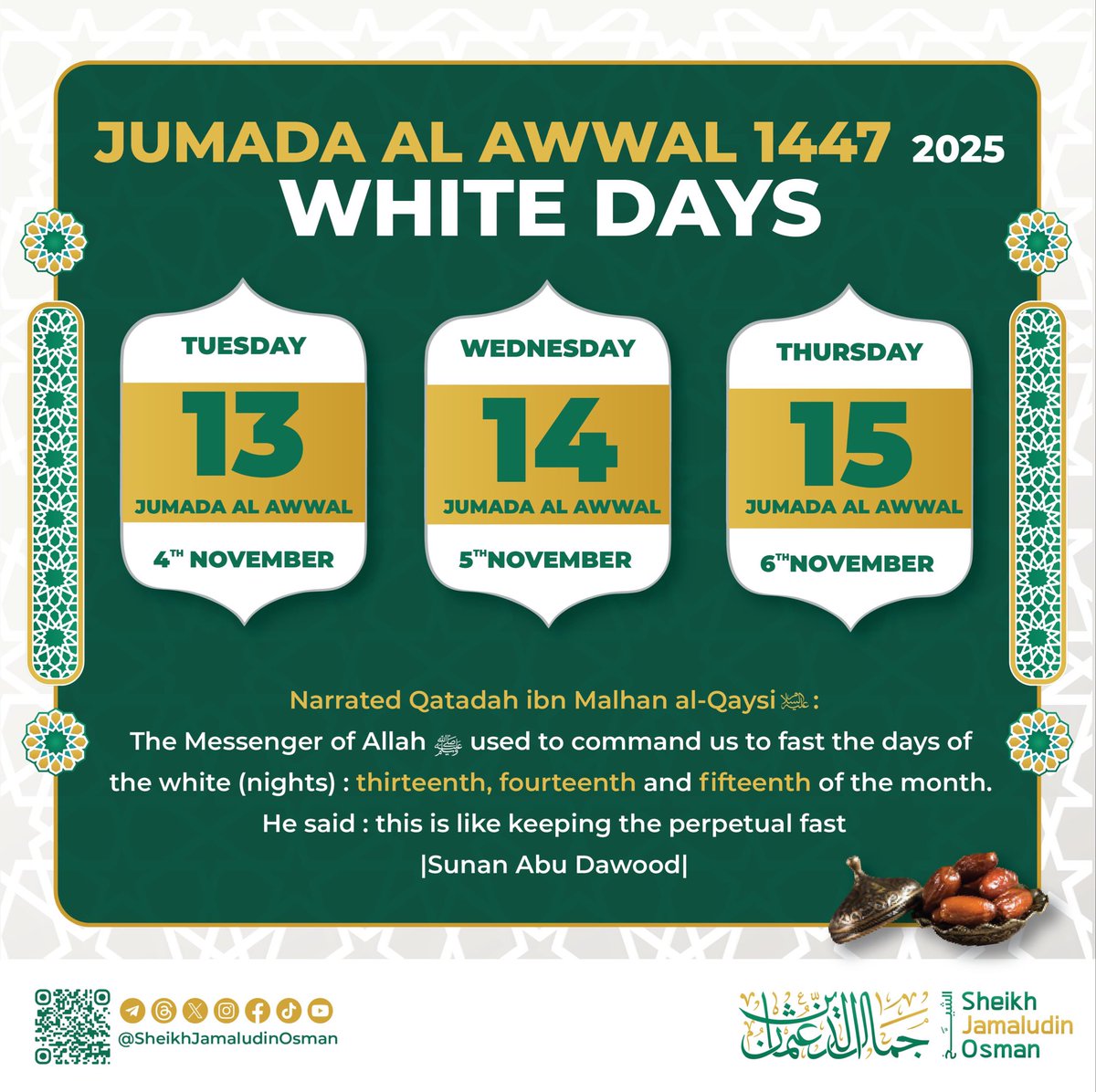 JamaludinSheikh's tweet photo. Jumada Al Awwal - #Ayaamul_Beedh (White Days) https://t.co/UVa9OurZbY