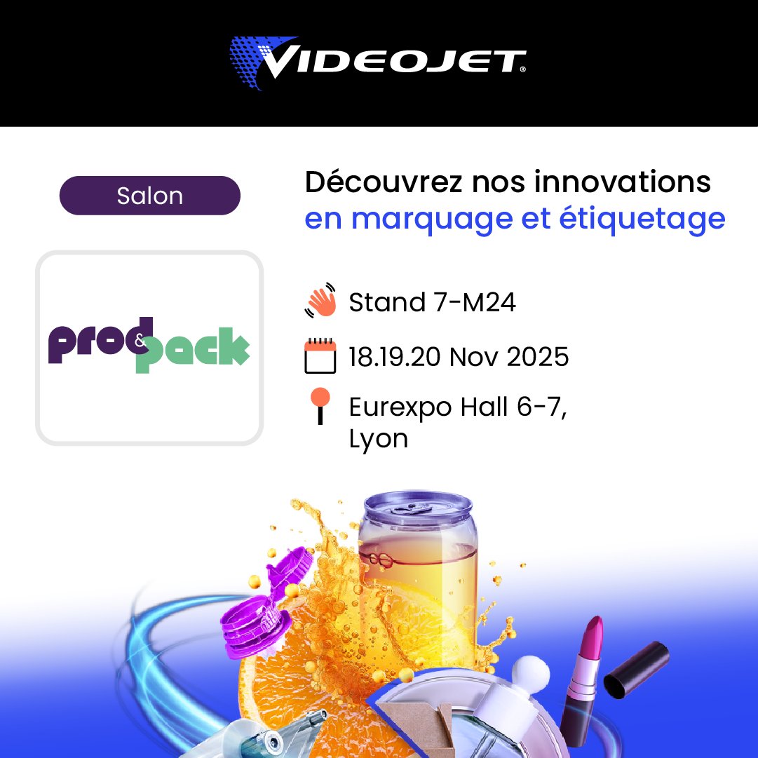 🚀 Venez découvrir nos solutions innovantes en marquage et codage industriel.  – obtenez votre badge ! 
👉  ow.ly/eB3J50Xe3Yn
#CompteÀReboursPourProd&amp;Pack  #Videojet