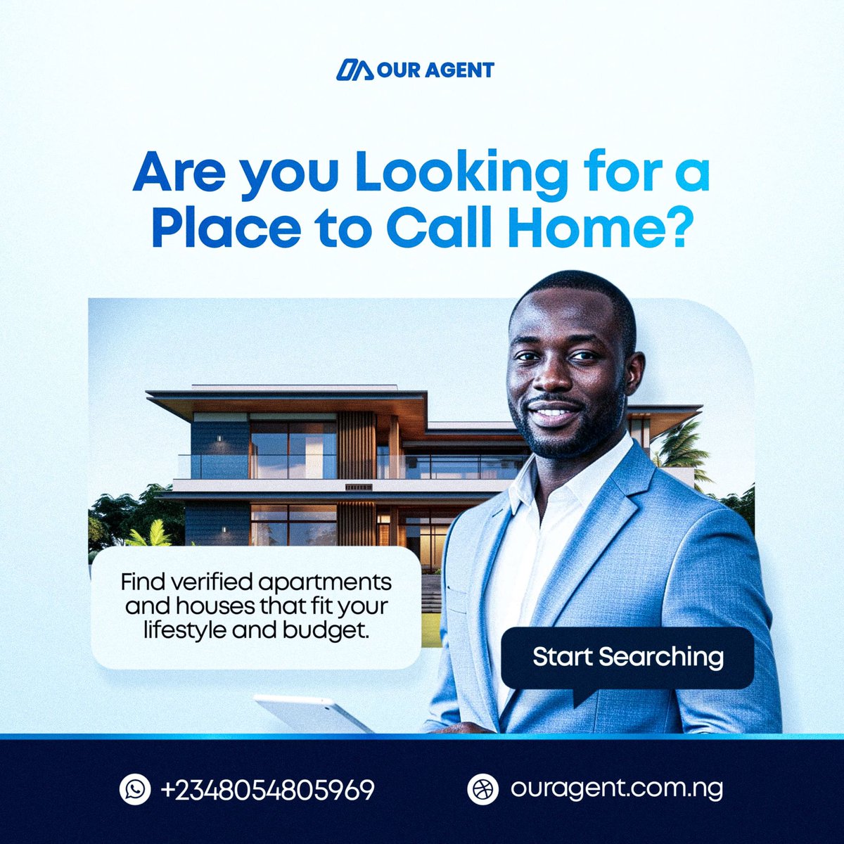 OurAgentNG's tweet photo. 🏡✨ New week, new opportunities!

At OurAgentNG, we’re making house hunting stress-free connecting you to verified agents and genuine listings you can trust.

Let’s make your property goals a reality this week. 💪

#OurAgentNG #RealEstateSimplified #NewWeekNewGoals https://t.co/FuxAsHEvJB