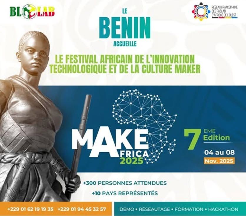 🇧🇯 𝗖𝗼𝘁𝗼𝗻𝗼𝘂 𝗱𝗲𝘃𝗶𝗲𝗻𝘁 𝗹𝗮 𝗰𝗮𝗽𝗶𝘁𝗮𝗹𝗲 𝗱𝗲 𝗹’𝗶𝗻𝗻𝗼𝘃𝗮𝘁𝗶𝗼𝗻 𝗮𝗳𝗿𝗶𝗰𝗮𝗶𝗻𝗲 ! 🌍

Le Bénin accueillera, du 04 au 08 novembre 2025, une nouvelle édition de 𝗠𝗮𝗸𝗲𝗔𝗳𝗿𝗶𝗰𝗮, le plus grand festival d’Afrique de l’Ouest dédié à l’innovation