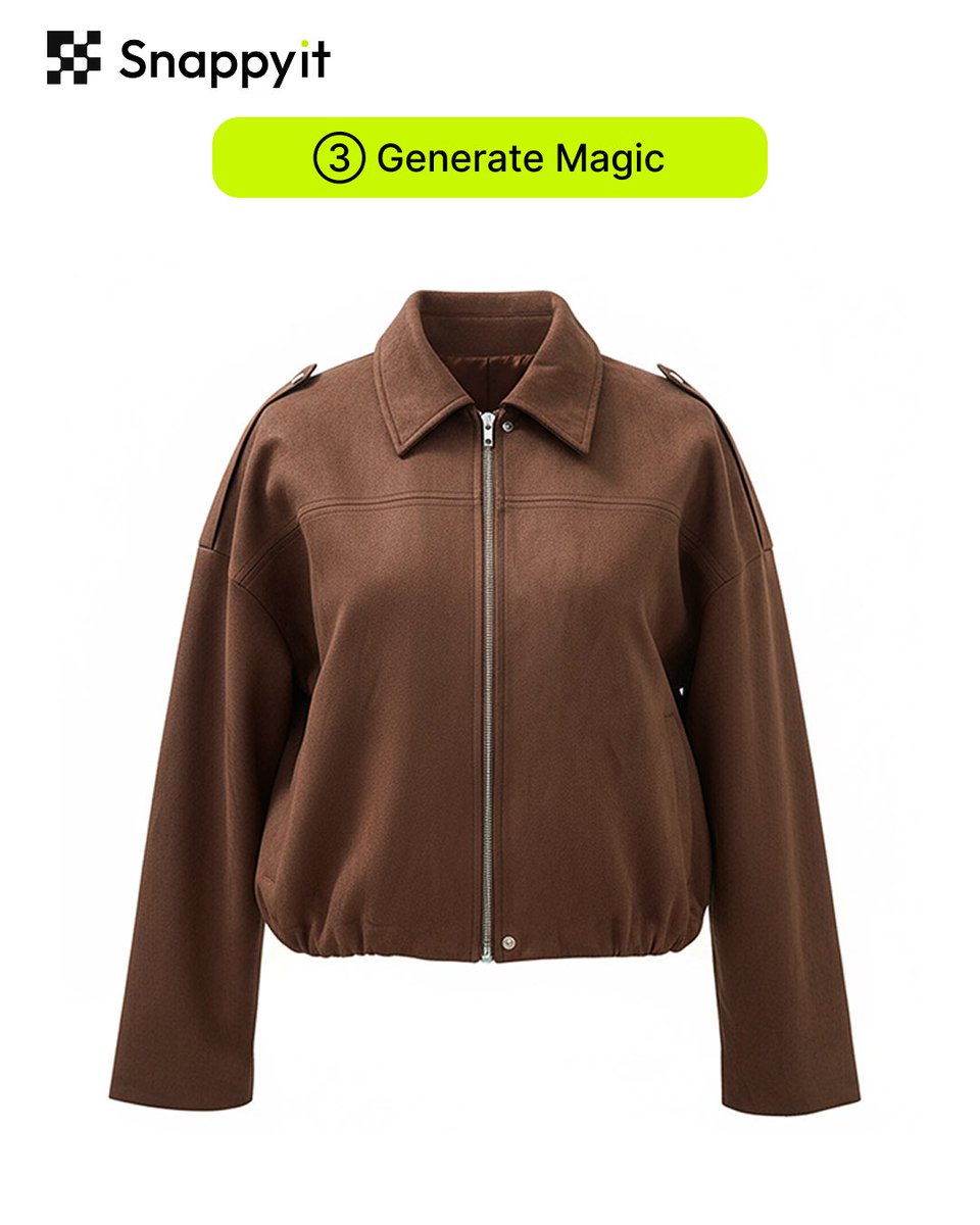 LoveSnappyit's tweet photo. Turn flat product shots into stunning 3D visuals in 3 steps:

1️⃣ Upload your flat images
2️⃣ AI generates ghost mannequin photography
3️⃣ Download &amp; use for your store

Sell smarter &amp; faster with pro 3D product shots! 🚀 #GhostMannequinPhotography #EcommerceAI #FashionTools https://t.co/F7gARD98ID
