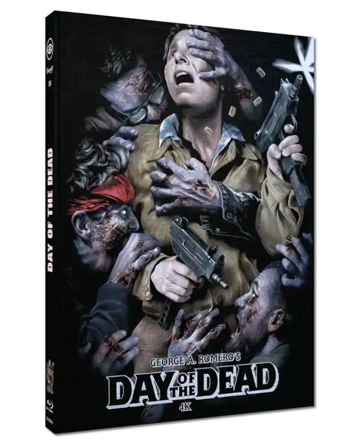 dawnofthediscs's tweet photo. Coming to 4K UHD 12/30 from Cinestrange Extreme 

DAY OF THE DEAD 4K UHD – 3 Disc Mediabook A [UHD + 2 BD] – padded with silver foil –

Bonus:
* New 4K version (scanned and restored from 6K) from American 35mm interpositive (never before released open matte version with approximately 30% more image information + extended gore sequences!)
* New 2K scan of the original German theatrical release  (longer than the VHS release)
* 3 exclusive, new cover designs as a Mediabook – pre-orders determine the limited edition.
* German audio newly scanned from the 35mm positive film
* New 4K restoration from the 35mm positive  (original image format)
* German audio track in Dolby Surround 5.1 for the first time.
* A thick, 72-page booklet with numerous illustrations (booklet texts by Nando Rohner and Elmar Berger)
* Recent interview with Howard Berger
* New, previously unpublished behind-the-scenes photos from the Howard Berger archive
* Plan of the bunker as an A3 poster insert – with pumpkin calendar motif (also from the bunker) as a double-sided poster
* Bonus documentary “The Many Days of DAY OF THE DEAD” (OmU)
* Interview with Howard ‘Bub’ Sherman (OmU)
* Featurette: Location Visit
* Featurette Day of the Dead 30th Anniversary Reunion
* Image gallery
* Trailer

 #Bluray #physicalmedia 
#Horror #HorrorCommunity #FilmCommunity #Bluray #4K #4KBluray #4KUltraHD 
#DVD #VHS #physicalmedia #physicalmediaforever #bluraycollector #bluraycollection #Horror #HorrorMovie #HorrorMovies #Film #Movie #Movie #Cinema #CinemaLovers #FilmTwitter #DayofTheDead #DawnofTheDead #GeorgeRomero #GeorgeARomero #Zombies