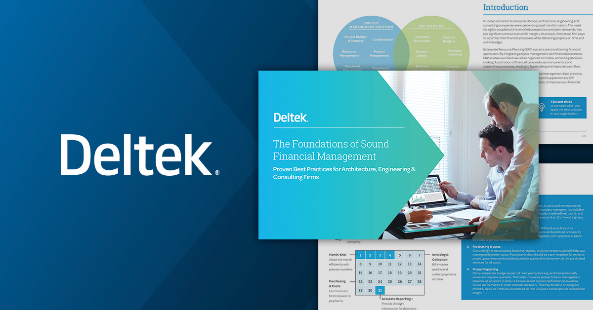 Deltek_Intl's tweet image. 🌟 Build a stronger financial future for your #architecture and #engineering firm. Explore the four foundations that support smarter decisions and sustained growth: ow.ly/5pIK50Xi9uq #DeltekProjectNation