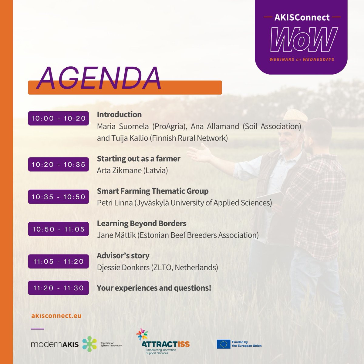 attractiss's tweet photo. 📣 Meet the speakers for our next #WoWEvent on Nov 19!

🌱 Join us online for “ISS in Action: Overcoming Barriers to Innovation on Small and Medium Farms” featuring real stories &amp; insights on how farmers, advisors &amp; networks keep innovation alive.

🔗 https://t.co/snzc9WYI8R https://t.co/wZbZdRoFK2