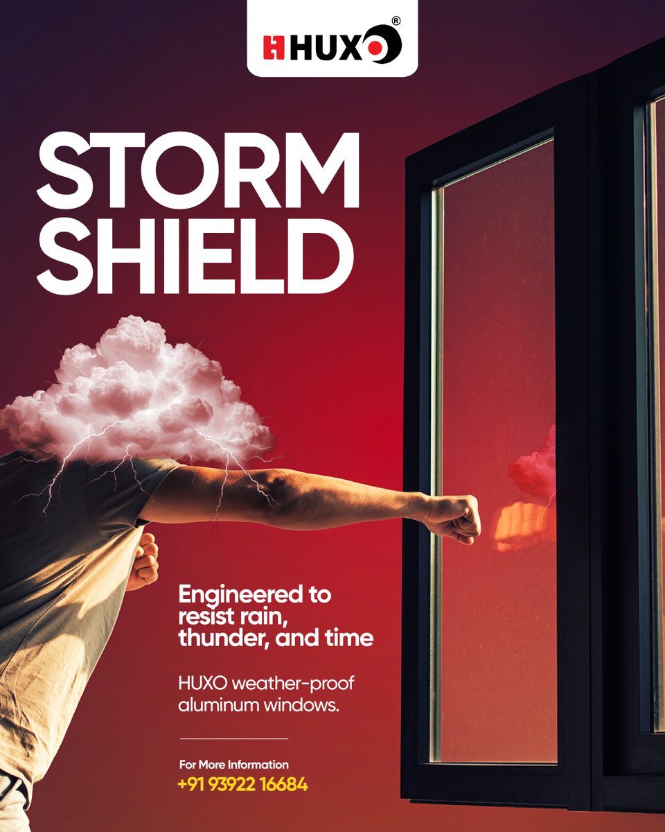Huxoaluminium's tweet image. Storms outside. Serenity inside. 🌧️
Experience HUXO Weather-Proof Aluminium Windows — engineered to resist rain, thunder, and time with unmatched durability &amp;amp; design.
📞 +91 93922 16684 | 🌐 huxo.co.in
#HUXO #StormShield #WeatherProofWindows