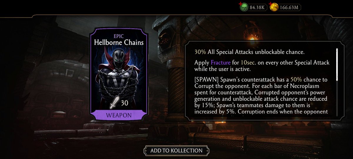 koldscorpion's tweet image. #Spawn&apos;s Brutality Set unlocked!🔓 

Let&apos;s go! 🚀

#MKMobile #MortalKombat #brutality #Krypt