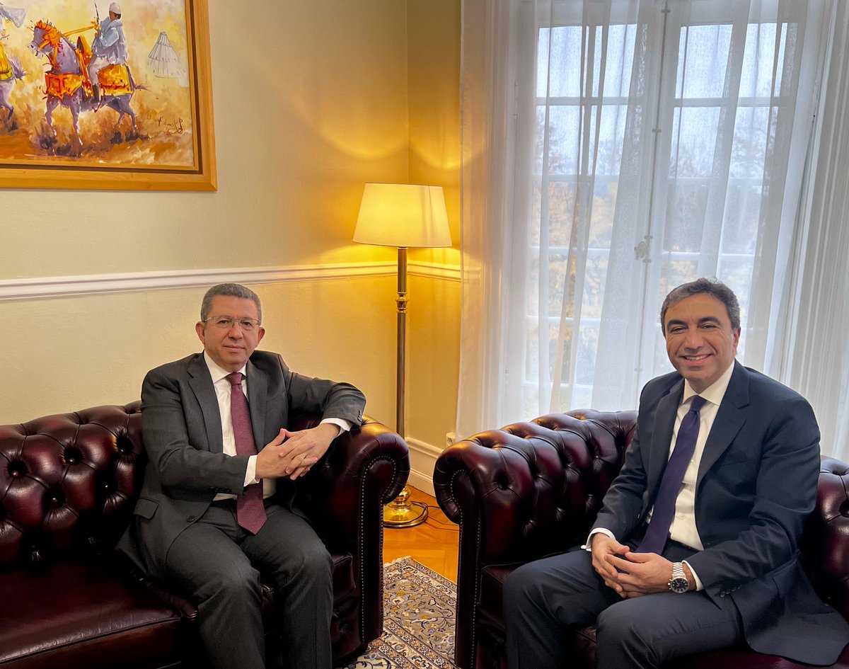 Delighted to receive a courtesy call from the newly appointed Ambassador of #Lebanon to Sweden, H.E #Osama_Khashab. #Morocco 🇲🇦and #Lebanon 🇱🇧 share strong bilateral ties. A good welcome to Ambassador Khashab and look forward to work together in #Sweden 🇸🇪.