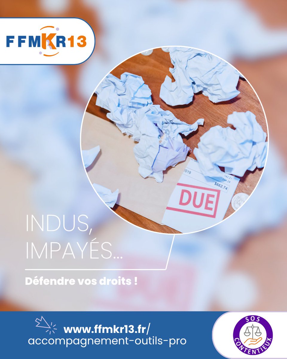 Indus, impayés, contestations ? La FFMKR13 et la <a href="/_FFMKR/">FFMKR</a> vous accompagnent, analysent chaque situation et défendent vos droits.

 ➡️ Plus d’infos : ffmkr13.fr/accompagnement…

#FFMKR13 #Indus #Impayés #Accompagnement