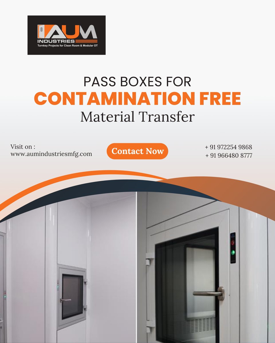 AumIndustries's tweet image. Ensure contamination-free material transfer with AUM Industries’ Pass Boxes — designed for maximum hygiene, safety, and efficiency in cleanroom environments. 🔒🌬️✨

#AUMIndustries #PassBox #CleanroomSolutions #ContaminationControl #PharmaInfrastructure #HealthcareEngineering