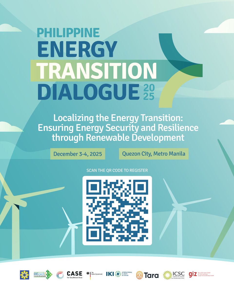 icsc_ph's tweet photo. REGISTRATION NOW OPEN!

The Philippine Energy Transition Dialogue 2025 (PhETD 2025) returns for its second edition on December 3–4, 2025, in Quezon City, Philippines. https://t.co/mcdCwLZhHO