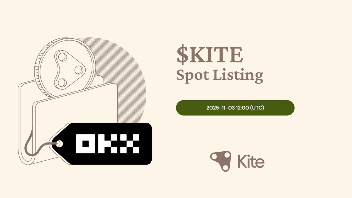 OKX to list $KITE for spot trading and convert pre-market futures to standard perpetual futures.

Listing timeline
- KITE deposits will open at 3:00 am UTC on Nov 3, 2025.
- KITE call auction will take place from 12:00 pm to 1:00 pm UTC on Nov 3, 2025.
- KITE/USDT spot trading