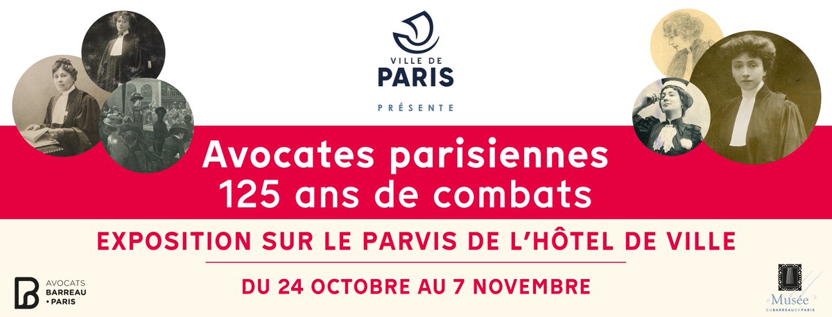 ActuJuridiqueFR's tweet photo. Sur le parvis de l'Hôtel de ville de Paris, une exposition retrace le combat des premières avocates de métier, dévoilant des documents d'archive passionnants, à l'initiative du collectif Bâtonnières du monde de @VBousardo
https://t.co/HhEizYt0EA
#avocates #BarreauDeParis https://t.co/moXc8Qa5bd