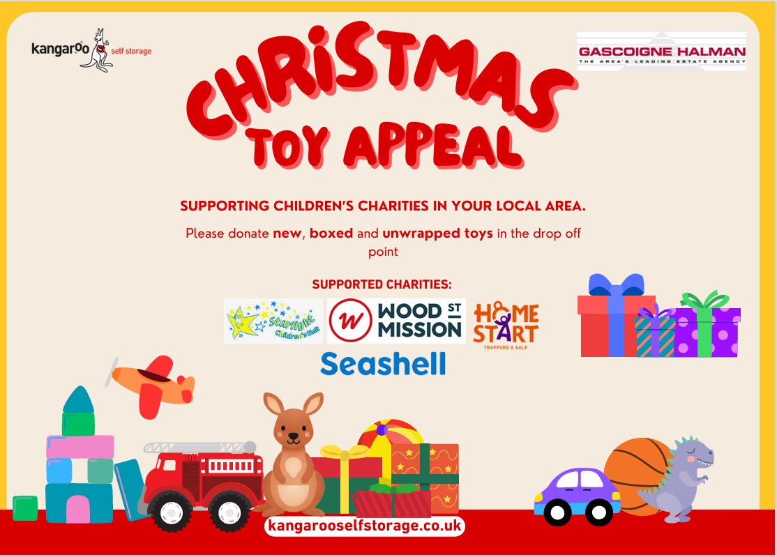 KangarooAlty's tweet photo. Roo's proud to announce our toy appeal has officially started and donation boxes have been dropped off to local @GascoigneHalman branches. Donate a new, unwrapped toy or gift and we will make sure it gets to one of our charity partners in time for Christmas #christmas #alty https://t.co/gn7FdYipRA