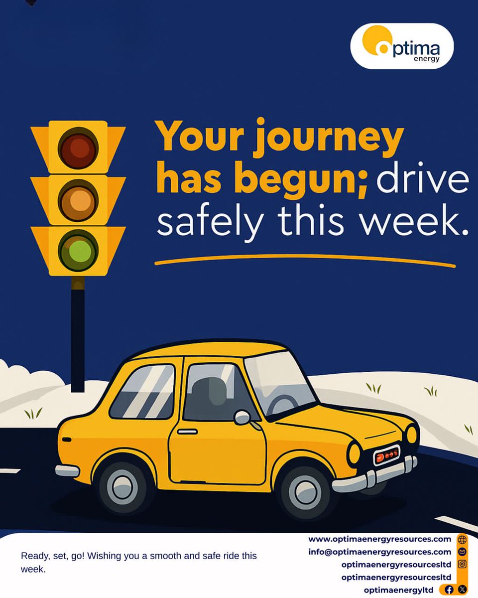 New week, new drive! 
Stay focused, stay fueled, and stay safe. 

Green means go! Start your week strong and drive safely with OPTIMA by your side. 🚦

Visit your nearest Optima retail outlet today.

#optimaenergy 
#optimagas
#downstreamoilandgas
#energytothelastmile