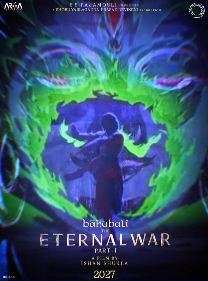 RajKumarPosters's tweet photo. It was an EPIC! #BahubaliTheEpic 
Now waiting for #BahubaliTheEternalWar on big screens from 2027 - here is my early fan-made poster from the frame of teaser. Rate this from 1-10.

#Prabhas #SSRajamouli #RamyaKrishnan #IshanShukla #Bahubali #AnushkaShetty https://t.co/t2ALSEdUYc