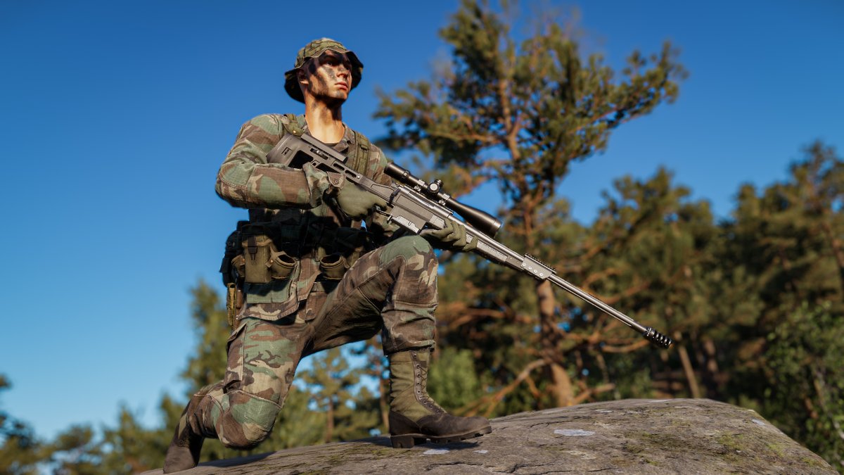 Khaosmatical's tweet photo. Helped @seditious01 rig their fantastic first ever gun model the other day and thought I'd take some showcase photos for them in @EnfusionEngine!  @ArmaPlatform #ArmaReforger #notamod #justrenders https://t.co/A8RLbb4B0S