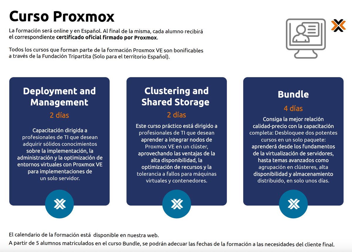 SOLTECSIS's tweet image. 🚀 ¡Nuevas fechas de formación oficial Proxmox VE 2026!

Ya están disponibles las nuevas convocatorias de los cursos oficiales certificados de Proxmox VE en español, impartidos por SOLTECSIS, formador autorizado por Proxmox.

linkedin.com/feed/update/ur…
