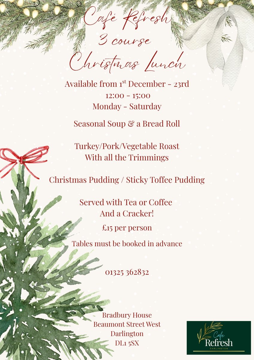 Christmas is coming and you don't have to be over 50!
join us for home good food in a friendly and modern setting!