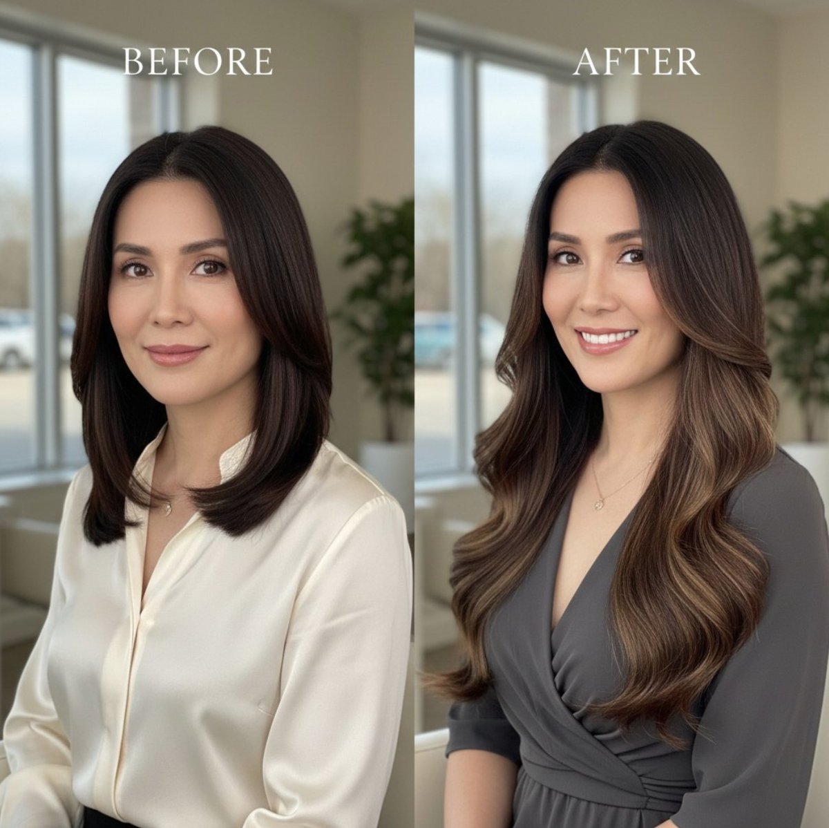 halo_hair's tweet image. Elegance meets effortless 👑

Dark hair beauties - this one&apos;s for you! See how adding length and subtle dimension creates that coveted salon-polished look.

This  week&apos;s tutorial: Styling dark extensions for maximum shine and  movement, plus color blending tips for the most…