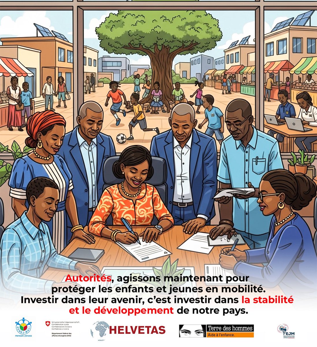 Chaque décision en faveur des enfants et jeunes est un pas vers un Mali plus stable et plus fort. 🇲🇱
Les protéger, les éduquer et les accompagner, c’est investir dans la paix et le développement durable de notre pays. 

#PlaidoyerJeune #EnfantsEtJeunes #AvenirDuMali #Protection